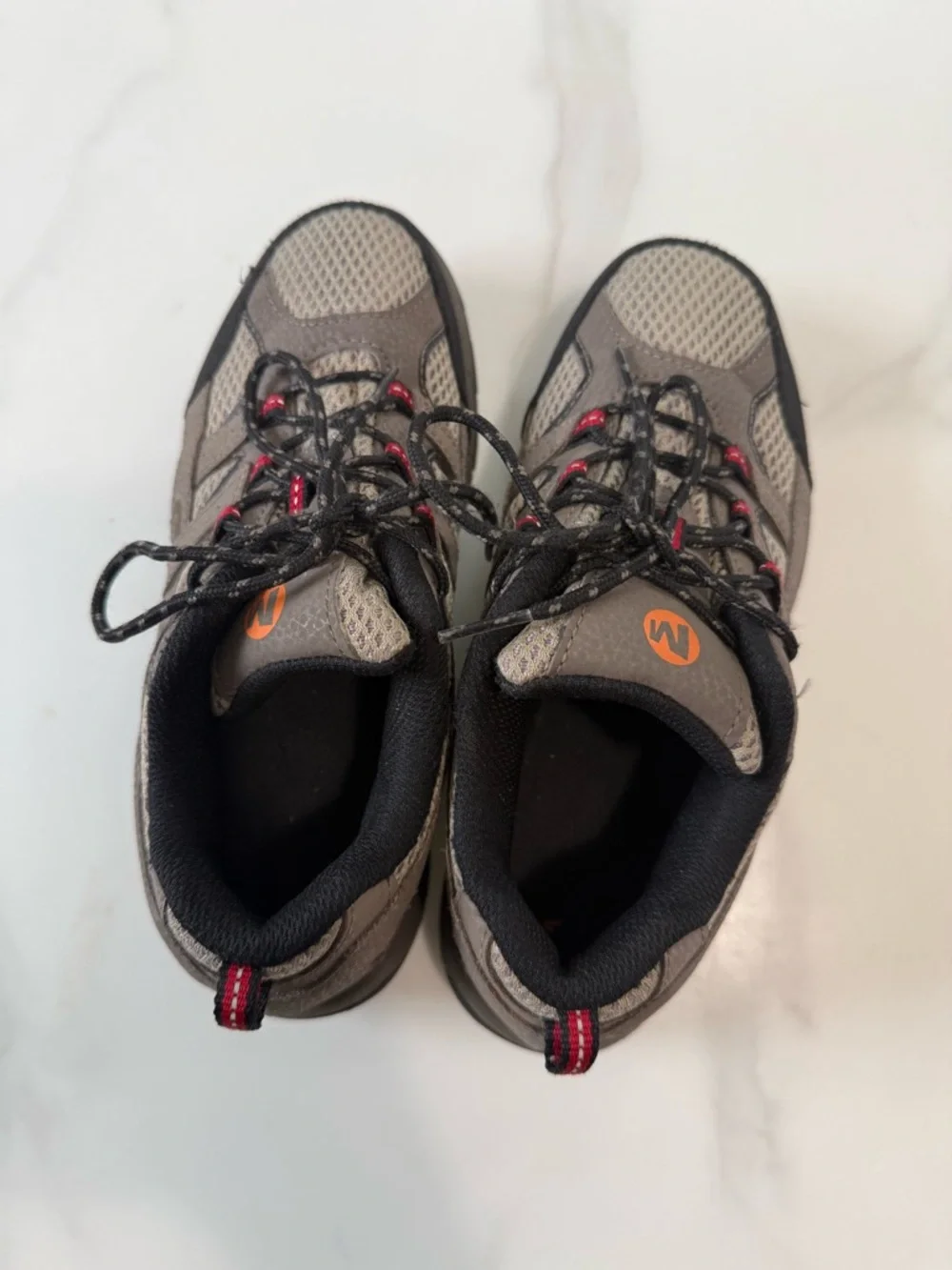 Merrell Kids Brown and Black Trail Sneakers with Red Accents